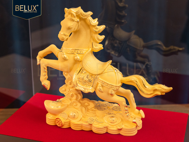 Tượng Ngựa Tài Lộc vàng cát 20x7x17cm